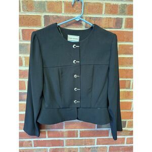 Karin Stevens Black Structured Button Blazer Top Size 8